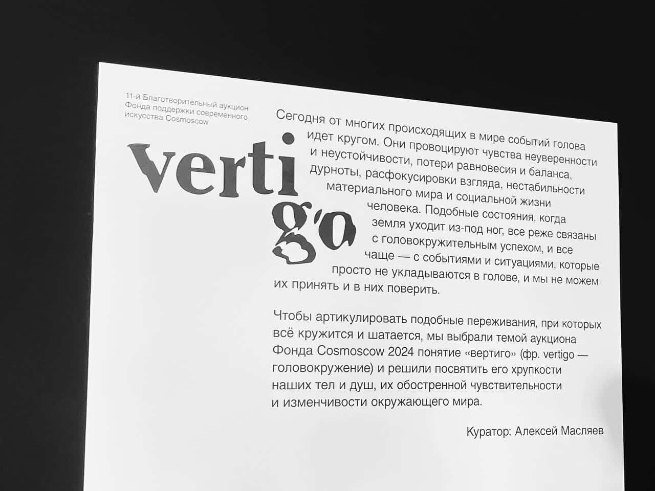 Vertigo: предаукционная выставка от фонда Cosmoscow